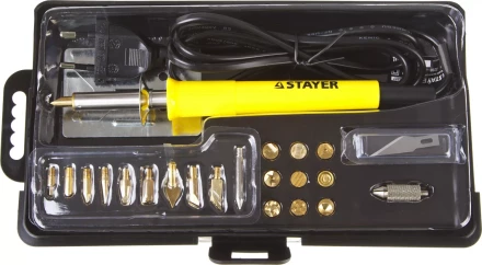 Прибор для выжигания STAYER &quot;PROFESSIONAL&quot;, 3в1, с набором насадок 20шт 45227 купить в Урае