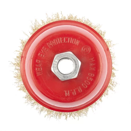 Щетка для УШМ, 100 мм, М14, "чашка", латунированная витая проволока  MATRIX 74605 купить в Урае