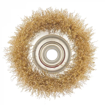 Щетка для УШМ, 100 мм, М14, "чашка", латунированная витая проволока  MATRIX 74605 купить в Урае