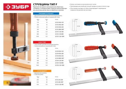 Струбцина с деревянной ручкой тип F серия СТАНДАРТ купить в Урае