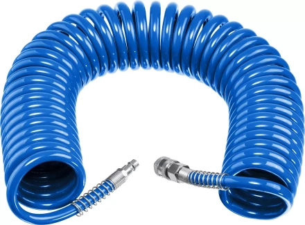 ЗУБР 15 м, 6 х 8 мм, 15 бар, воздушный спиральный шланг с фитингами рапид, Профессионал (6473-15) купить в Урае