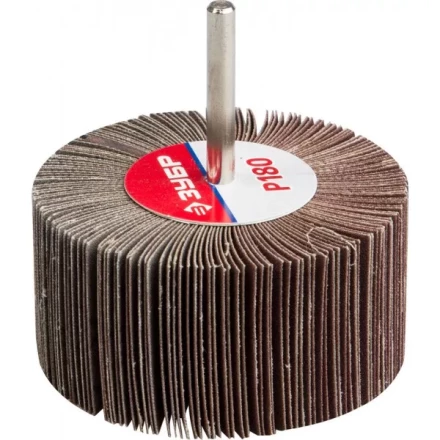 Круг шлифовальный ЗУБР &quot;МАСТЕР&quot; веерный лепестковый, на шпильке, тип КЛО, зерно-электрокорунд нормальный, P180, 40х80мм 36604-180 купить в Урае