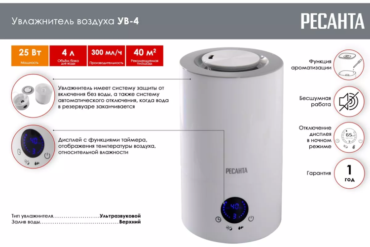 Увлажнитель воздуха Ресанта УВ-4 67/7/2 купить в Урае