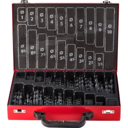 Набор ЗУБР "ТЕХНИК": Свёрла по металлу парооксидированных, быстрорежущая сталь, в мет. боксе, 1-10мм, шаг-0,5, 170 предм. 4-29605-H170-M купить в Урае