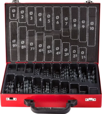 Набор ЗУБР "ТЕХНИК": Свёрла по металлу парооксидированных, быстрорежущая сталь, в мет. боксе, 1-10мм, шаг-0,5, 170 предм. 4-29605-H170-M купить в Урае