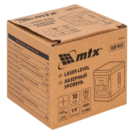 Лазерный уровень MTX XQB RED Basic SET, 10 м, красный луч, батарейки, резьба 1/4&quot; 35018 купить в Урае