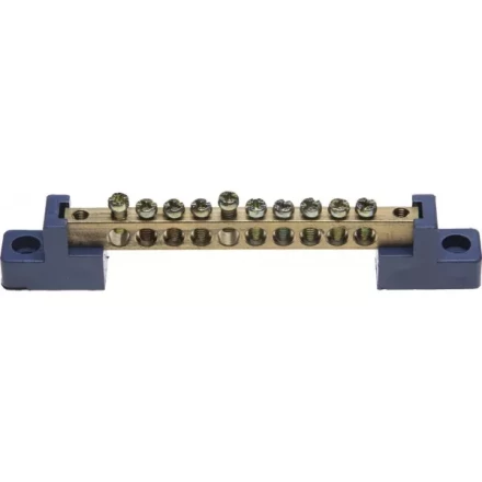 Шина СВЕТОЗАР нулевая на 2-х угловых изоляторах, макс. ток 100А, 5,2мм, 10 полюсов 49808-10 купить в Урае