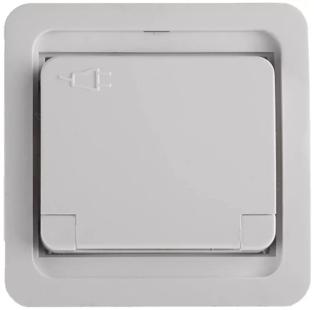 Розетка СВЕТОЗАР &quot;ГАММА&quot; одинарная с крышкой, с заземлением, цвет белый,16А/~250В SV-54110-W купить в Урае