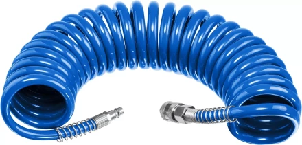 ЗУБР 5 м, 8 х 12 мм, 15 бар, воздушный спиральный шланг с фитингами рапид, Профессионал (6472-05) купить в Урае