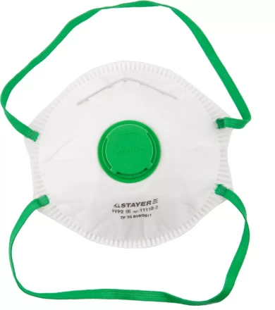 Полумаска фильтрующая STAYER &quot;PROFI&quot; коническая, с клапаном, многослойная, класс защиты FFP2 11110-2 купить в Урае