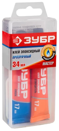 Клей ЗУБР эпоксидный, в тюбиках, в пластиковой коробке, 17мл+17мл 41949 купить в Урае