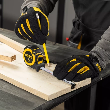 Рулетка Denzel 5м х 19мм, автоматич. фиксац., нейлон. покрытие, магнит. зацеп, двухстор. разметка, 31521 купить в Урае