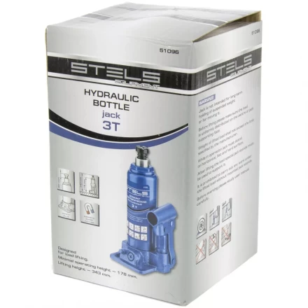Домкрат гидравлический бутылочный 3 т h 178–343 мм STELS артикул 51096 купить в Урае