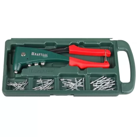 Заклепочник, KRAFTOOL &quot;NX-5&quot; 31173-H6, усиленный литой к d=2,4-4,8 мм - Al и сталь, d=2,4-4,0 - нерж сталь, в боксе, с набором заклепок 31173-H6 купить в Урае