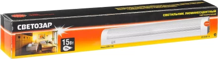 Светильник люминесцентный СВЕТОЗАР модель &quot;СЛУ-115&quot; с плафоном и выключателем, угловой, лампа Т8, 502x54x74мм, 15Вт SV-57587-15 купить в Урае