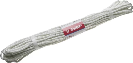 Фал ЗУБР капроновый, d=6,0 мм, 20 м, 650 кгс, 20,5 ктекс 50210-06 купить в Урае