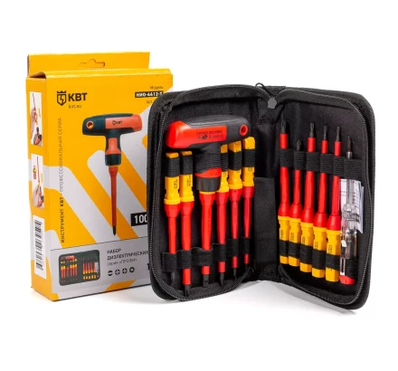 Диэлектрическая Т-образная отвертка КВТ VDE НИО-4412-Т со сменными битами, 12 шт. (87128) купить в Урае