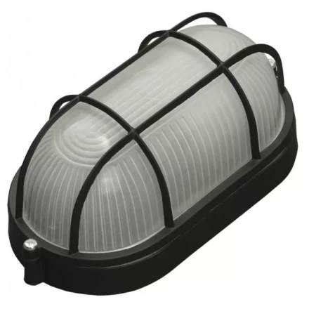 Светильник уличный СВЕТОЗАР влагозащищенный с решеткой, овал, цвет черный, 60Вт SV-57205-B купить в Урае
