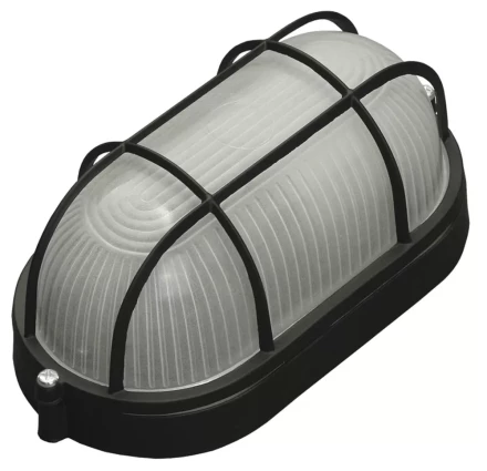 Светильник уличный СВЕТОЗАР влагозащищенный с решеткой, овал, цвет черный, 60Вт SV-57205-B купить в Урае