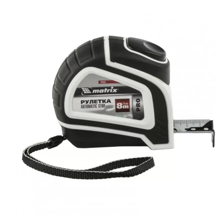 Рулетка Autostop 8 м х 25 мм двухкомпонентный корпус автоматическая фиксация MATRIX 32553 купить в Урае