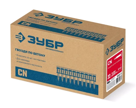 ЗУБР CN усиленные bullet point 32 х 3.05 мм, гвозди по бетону оцинкованные, 1000 шт (305387-32) купить в Урае