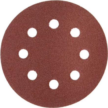 Круг шлифовальный ЗУБР &quot;МАСТЕР&quot; универсальный, из абразивной бумаги на велкро основе, 8 отверстий, Р120, 125мм, 5шт 35562-125-120 купить в Урае