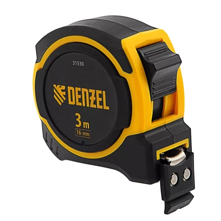 Рулетка Denzel 3м х 16мм, двухкомп. корпус, магнитный обрезиненный зацеп, 31530 купить в Урае