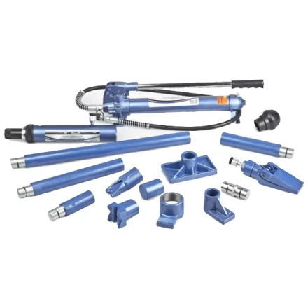 Растяжка гидравлическая 10 т 16 предметов 7 сменных насадок в пластиковом кейсе на колесах Stels артикул 51356 купить в Урае