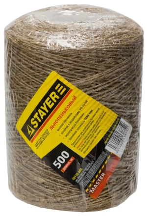 Шпагат STAYER хозяйственно-бытовой, льнопеньковый, d=1,4 мм, 500 м, 13,5 кгс, 1,25 ктекс 50110-500 купить в Урае
