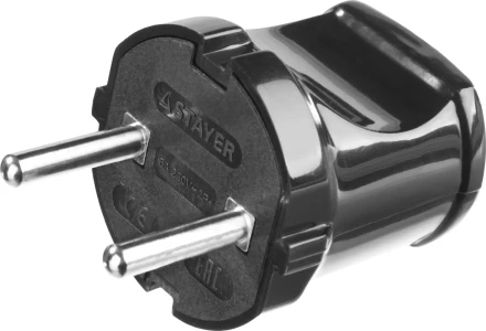 Вилка MAXElectro электрическая, 6А/220В, черная, STAYER 55150-B купить в Урае