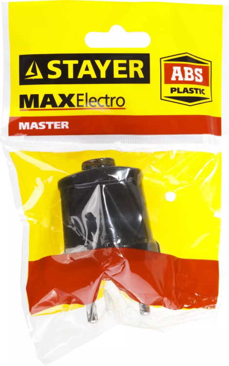 Вилка MAXElectro электрическая, 6А/220В, черная, STAYER 55150-B купить в Урае