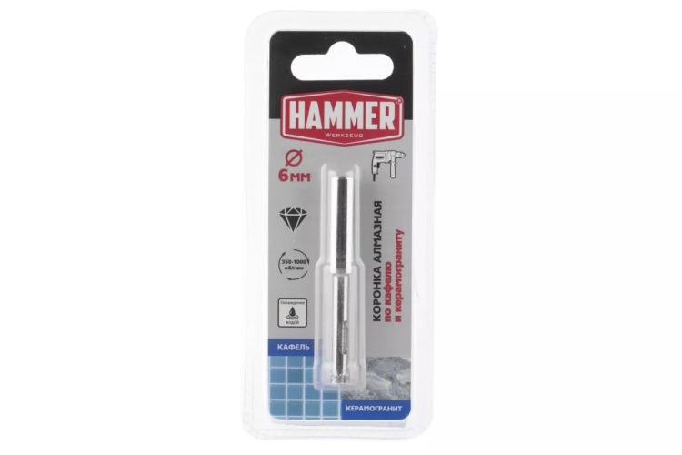 Коронка алмазная HAMMER Ф6х60мм (DHS 6.0*60/5) купить в Урае