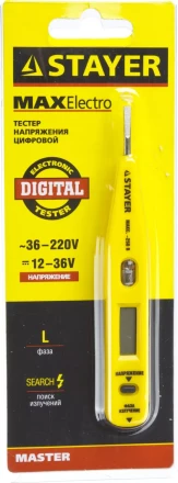 Тестер напряжения STAYER &quot;MASTER&quot; цифровой со световым индикатором, 12-220В, 125мм 45290 купить в Урае