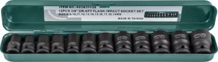 Набор головок торцевых ударных 3/8&quot;DR 8-19мм  Jonnesway S03A3112S 12предметов 48505 купить в Урае