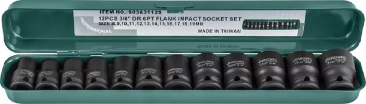Набор головок торцевых ударных 3/8"DR 8-19мм  Jonnesway S03A3112S 12предметов 48505 купить в Урае
