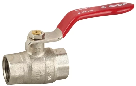 Кран ЗУБР шаровой 1/2&quot; полнопроходной &quot;мама-мама&quot;, ручка, никелированная латунь 51350-N-1/2 купить в Урае