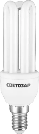 Энергосберегающая лампа СВЕТОЗАР &quot;U-КЛАССИКА&quot;спираль,цоколь E14(миньон),Т2,3U,яркий белый свет(4000К), 8000час,12Вт(60) 44314-12 купить в Урае