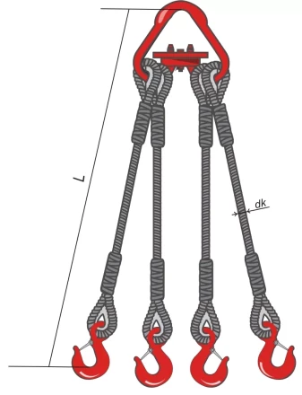 Строп канатный четырехветвевой 4СК 12.5 т L=4 м заплет на станке купить в Урае