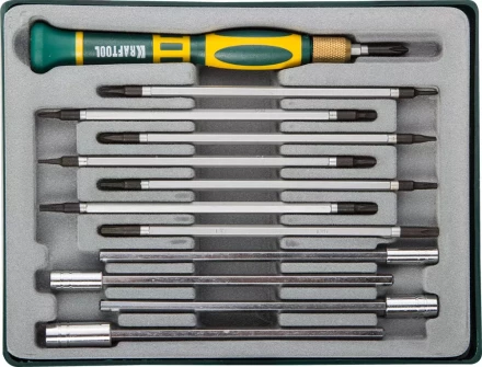 Набор KRAFTOOL Отвертки для точных работ с насадками, в боксе, 12 предметов 25611-H12 купить в Урае