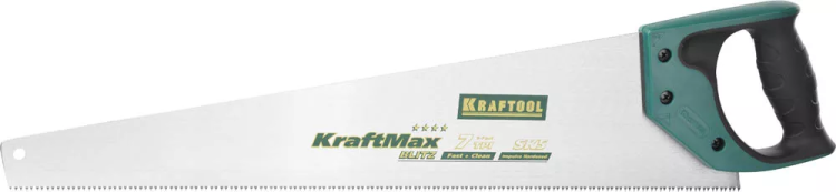 Ножовка для быстрого реза "KraftMax-7" 7 TPI, 500 мм, прямой крупный зуб, рез поперек волокон, для крупных и средних заготовок, KRAFTOOL 15224-55 купить в Урае