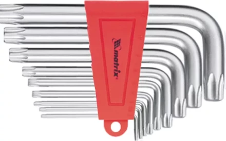 Набор ключей шестигранных имбусовых TORX, 9 шт: T10-T50,  CrV, короткие, сатин  MATRIX 12305 купить в Урае