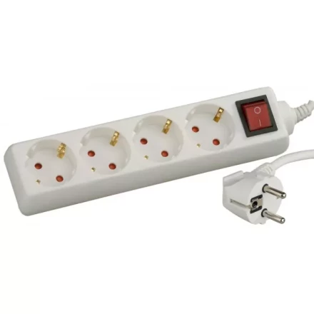 Удлинитель СВЕТОЗАР электрический с заземлением, выключателем, с защитными шторками, евро, 4 гнезда,2м SV-55045-2 купить в Урае