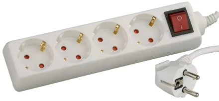 Удлинитель СВЕТОЗАР электрический с заземлением, выключателем, с защитными шторками, евро, 4 гнезда,2м SV-55045-2 купить в Урае