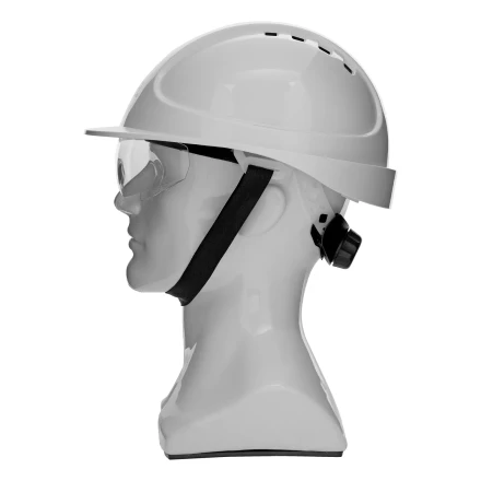 Каска защитная ударопр. Denzel «Форвард» (К-05),ABS/PC,комплект со встроен.очк.ОЧК-05 Форвард,белая 89205 купить в Урае