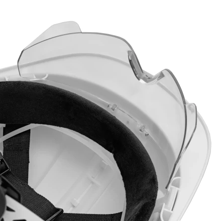 Каска защитная ударопр. Denzel «Форвард» (К-05),ABS/PC,комплект со встроен.очк.ОЧК-05 Форвард,белая 89205 купить в Урае