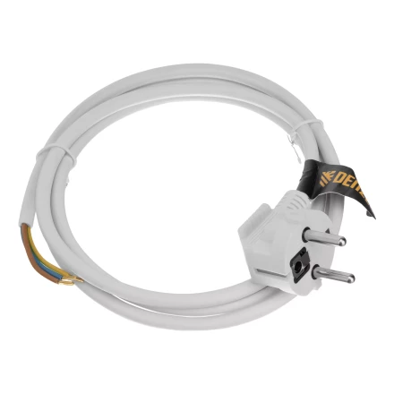 Шнур сетевой Denzel Energy Series, ПВС, 1,5 м, 3 x 1 мм, с неразборной вилкой, белый, 3 м, 37662 купить в Урае