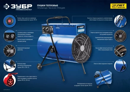 Пушка тепловая круглый корпус ЗТП-15 серия ПРОФЕССИОНАЛ купить в Урае