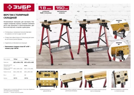 Верстаки столярные складные серия МАСТЕР купить в Урае
