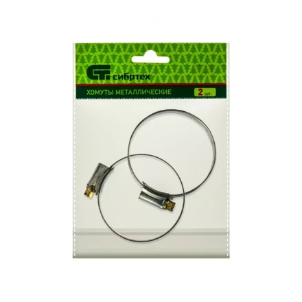 Хомуты металлические червячные 44-64 мм ширина 12 мм английский тип W1 2 шт Сибртех 47670 купить в Урае