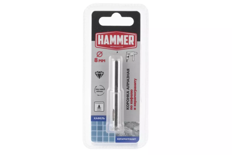 Коронка алмазная HAMMER Ф8х60мм (DHS 8.0*60/5) купить в Урае